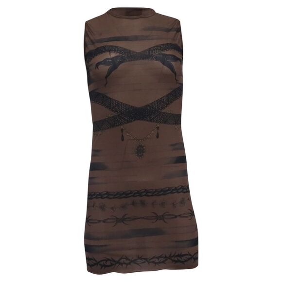 Jean Paul Gaultier Dresses & Skirts - Jean Paul Gaultier x KNWLS Printed Mini Dress in Brown Polyamide